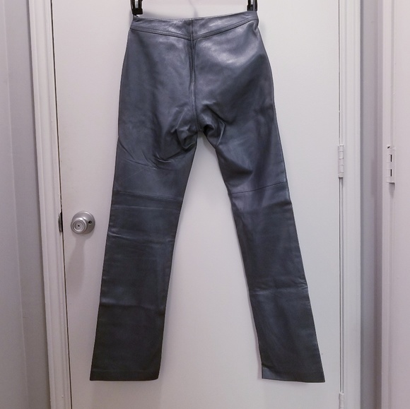 NWOT Gap Gray Pearlescent Straight Leather Pants - Picture 3 of 5